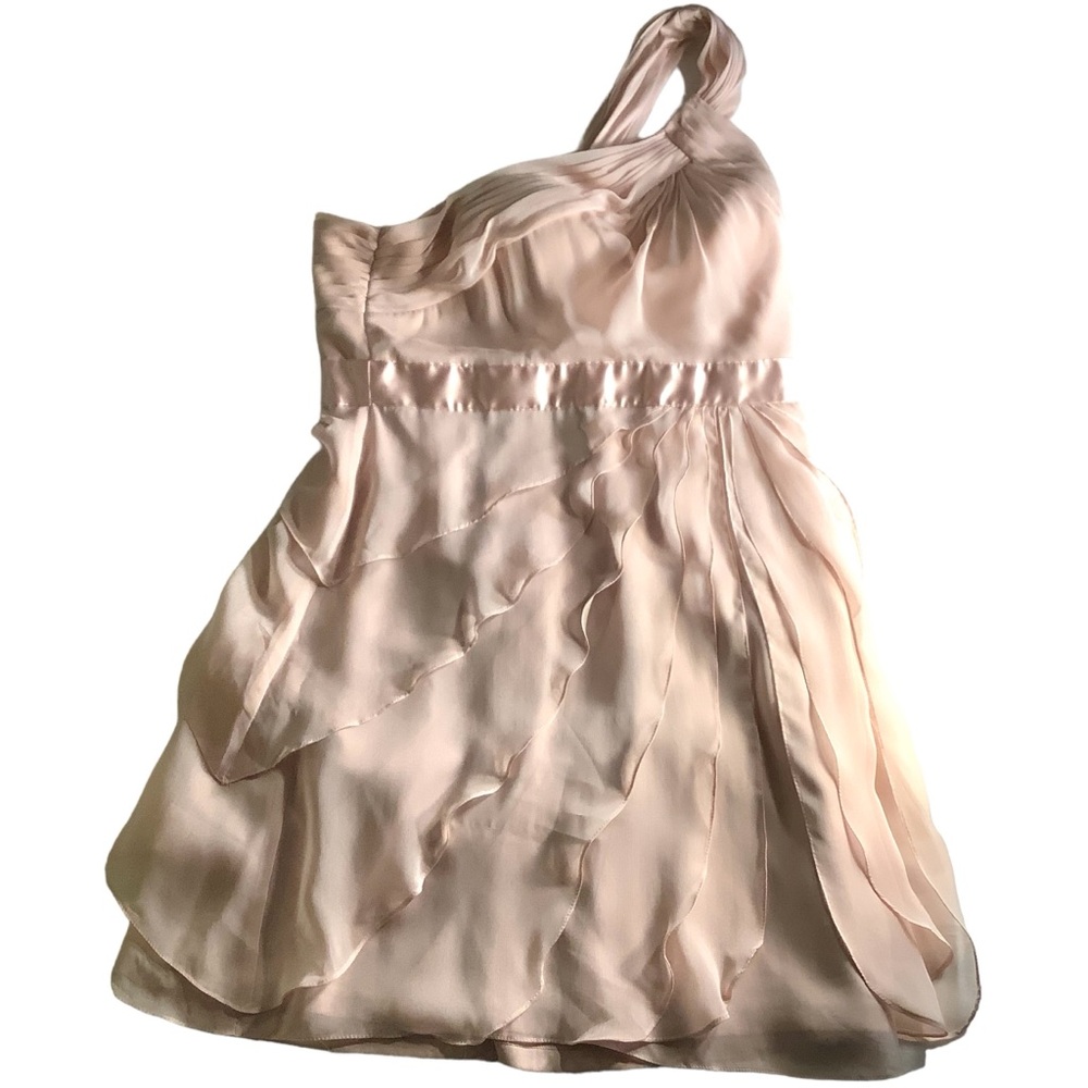 Adrianna Papell Blush Pink Asymmetrical One Shoulder Chiffon Cocktail Dre…